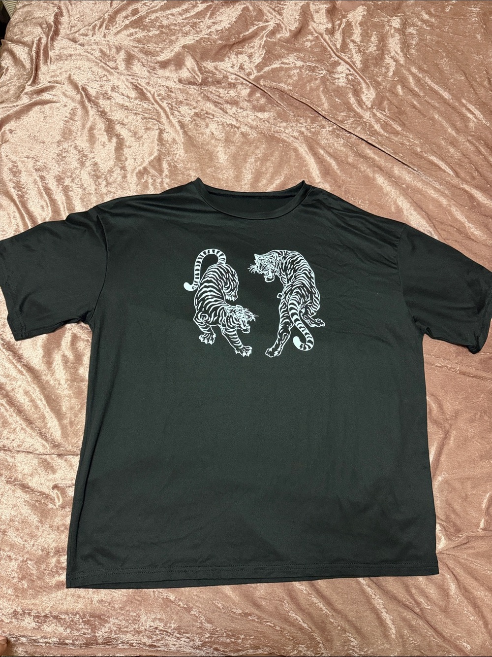 Black Tee with White Tiger Graphic